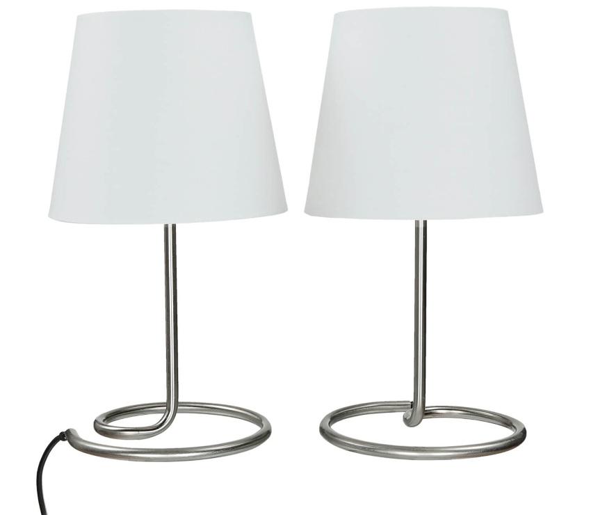 Zierliche Tischlampe 2er Set Weiß 33cm E14 modern