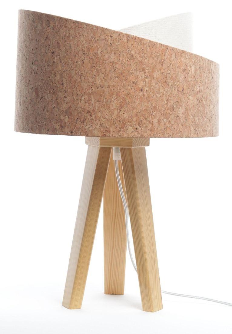 Tischlampe Dreibein 45 cm E27 Holz Kork Boho