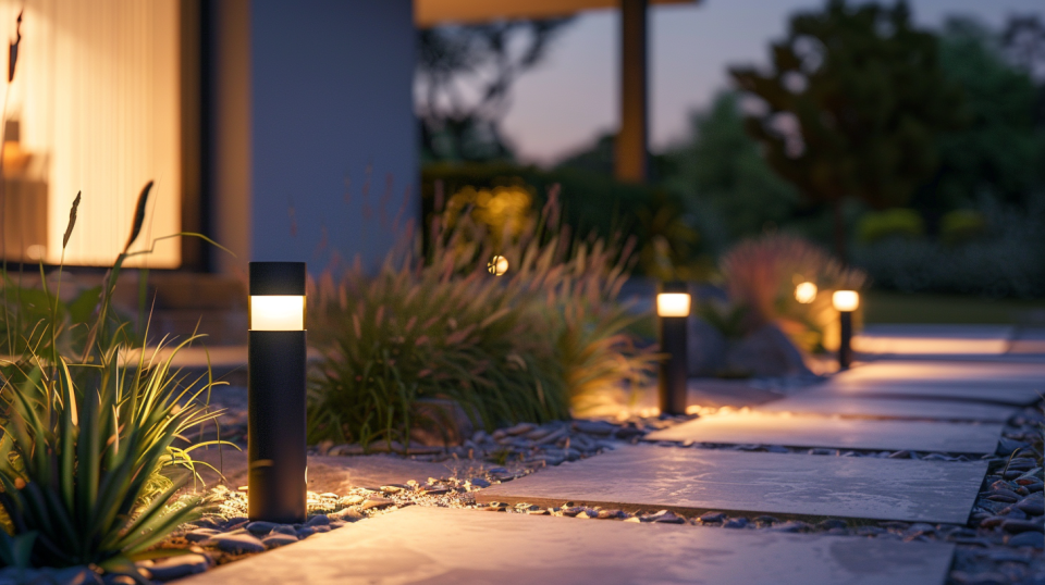 Wegeleuchten mit Bewegungsmelder (KI-generiert)