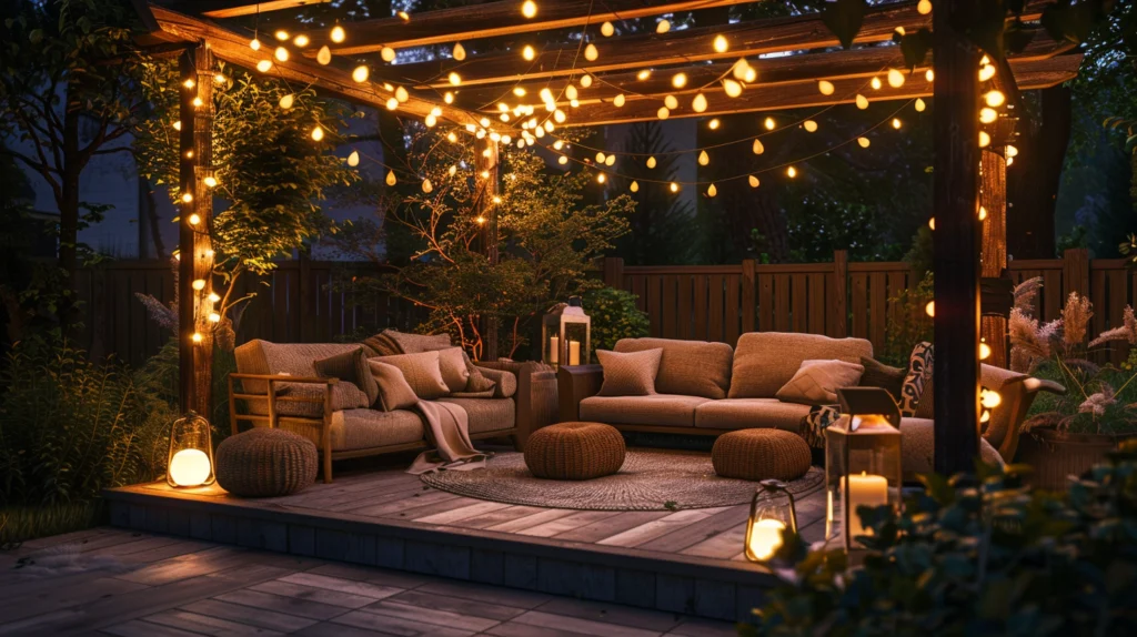 Lichterketten auf der Terrasse