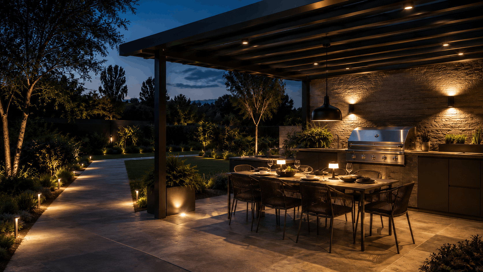 Outdoorküche und Grillplatz richtig beleuchten