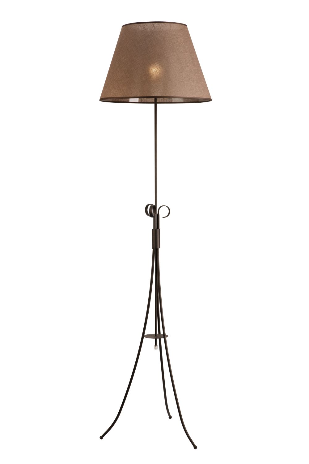 Stehlampe Tripod Braun Stoff rund 160cm Landhaus Stehlampe Tripod Braun Stoff rund 160cm Landhaus
