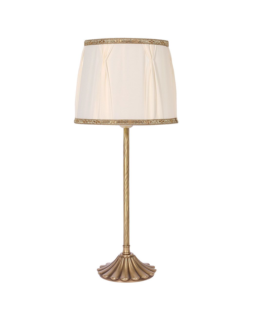 Tischlampe Messing Stoff in Bronze Antik Creme EBE Tischlampe Messing Stoff in Bronze Antik Creme EBE