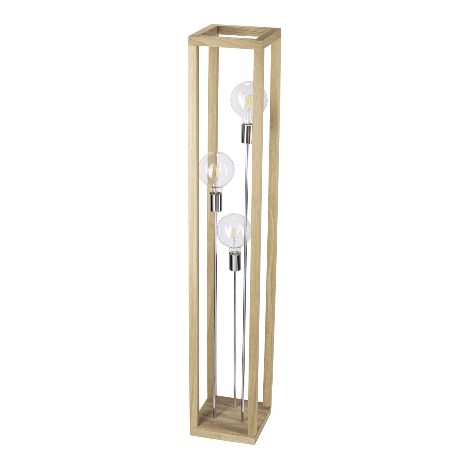 Stehleuchte Holz Metall in Chrom 140cm klein KELBY Stehleuchte Holz Metall in Chrom 140cm klein KELBY