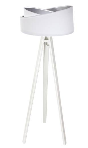 Stehleuchte CECILIE Weiß Silber Holz 145cm Dreibein