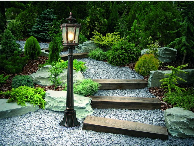 Außen Stehlampe Bronze Antik Ornament Glas E27 AMUR Außen Stehlampe Bronze Antik Ornament Glas E27 AMUR
