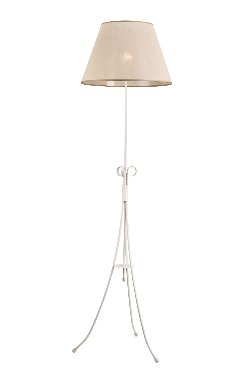 Stehlampe ABUELA Beige Stoff 160cm rund Landhaus Stehlampe ABUELA Beige Stoff 160cm rund Landhaus