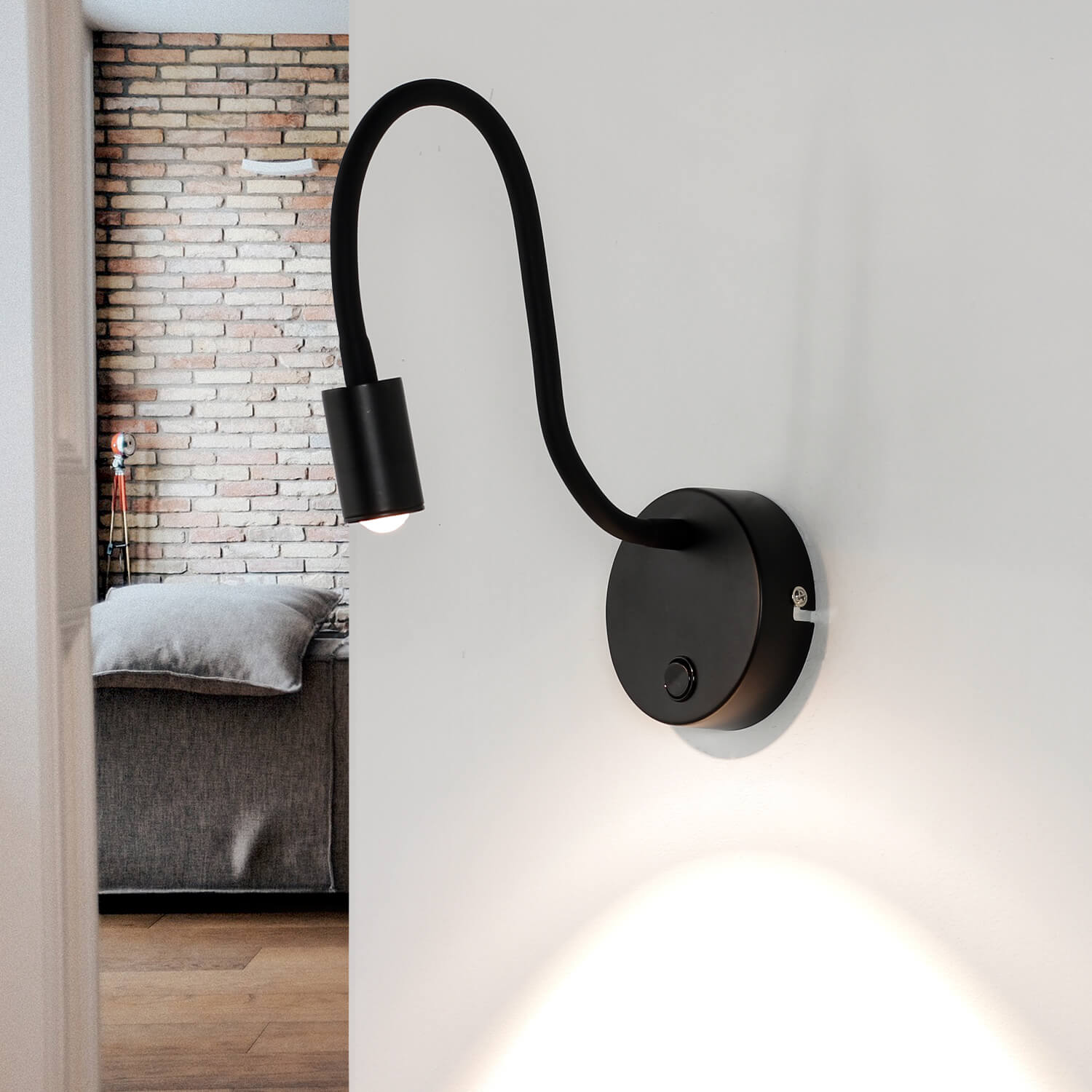 Zeitlose LED Wandlampe Schwarz Metall flexibler Arm Zeitlose LED Wandlampe Schwarz Metall flexibler Arm