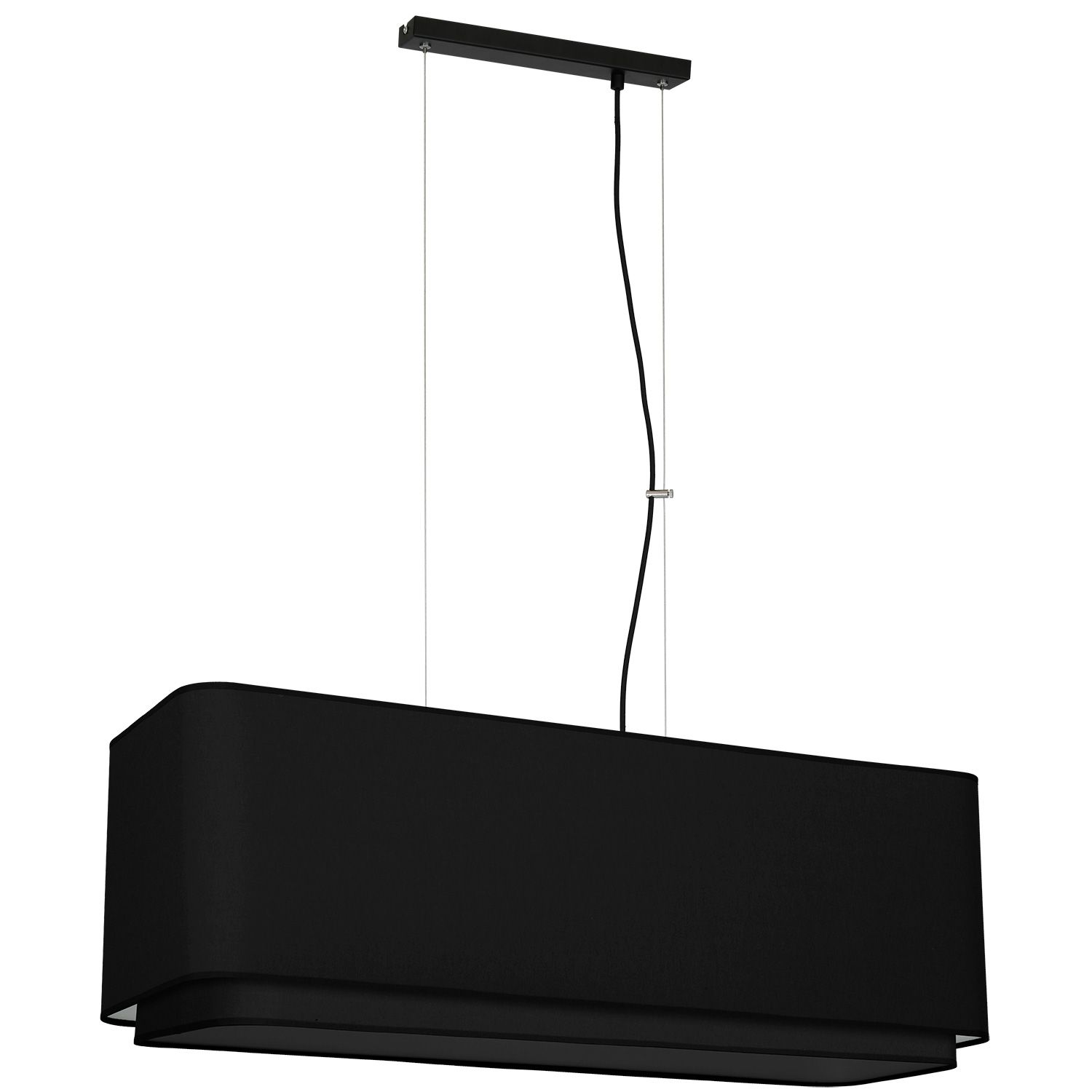 Schwarze Pendelleuchte Stoffschirm L:80cm Esstisch Schwarze Pendelleuchte Stoffschirm L:80cm Esstisch
