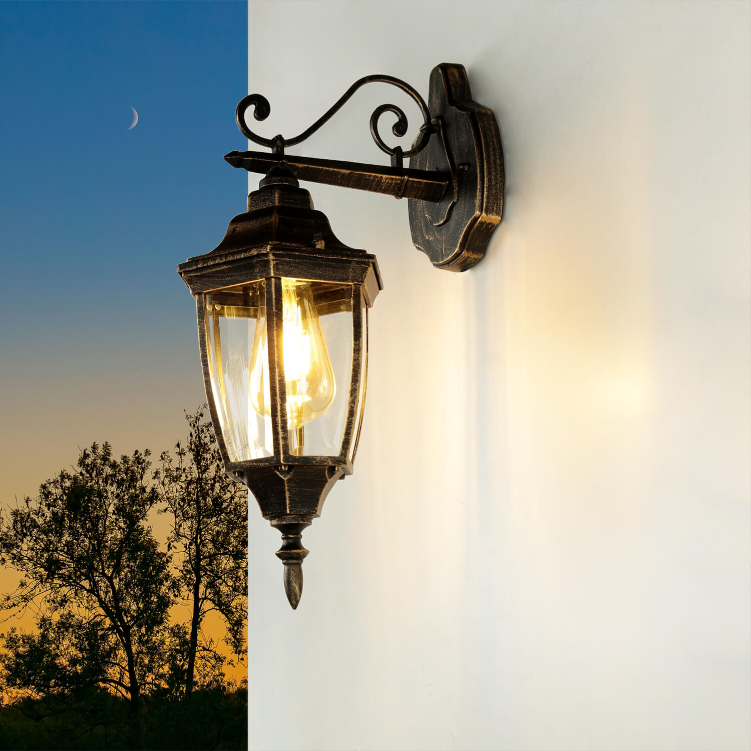 Wandlaterne Aussen Wandleuchte E27 Gold Antik IP44 Wandlaterne Aussen Wandleuchte E27 Gold Antik IP44