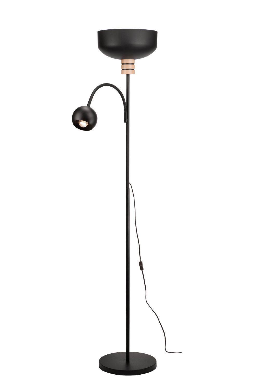 Schwarze Stehlampe rund 165cm Retro Wohnzimmer Schwarze Stehlampe rund 165cm Retro Wohnzimmer