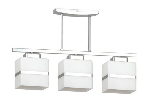 Deckenlampe Weiß Chrom Glas Schirm eckig 3-flammig
