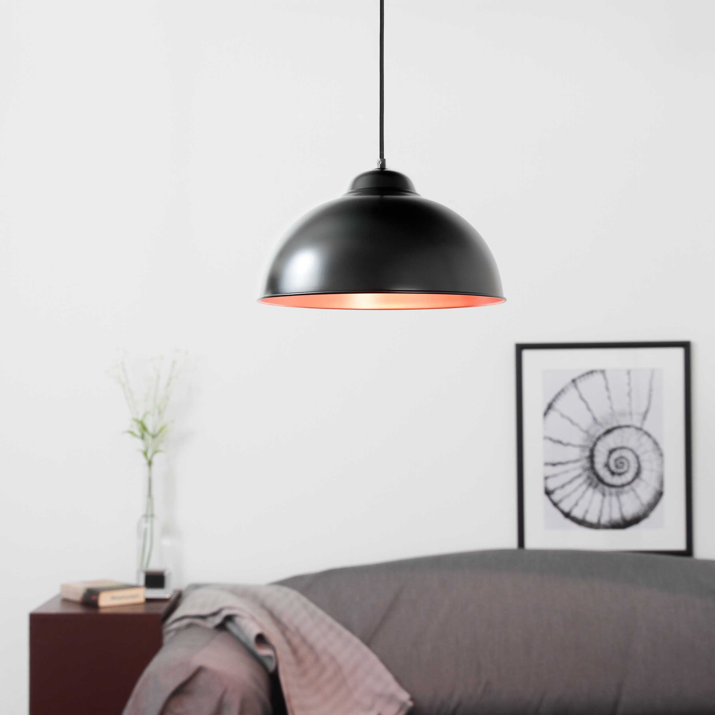 Stilvolle Pendelleuchte Schwarz Kupfer Ø37cm TRURO Stilvolle Pendelleuchte Schwarz Kupfer Ø37cm TRURO