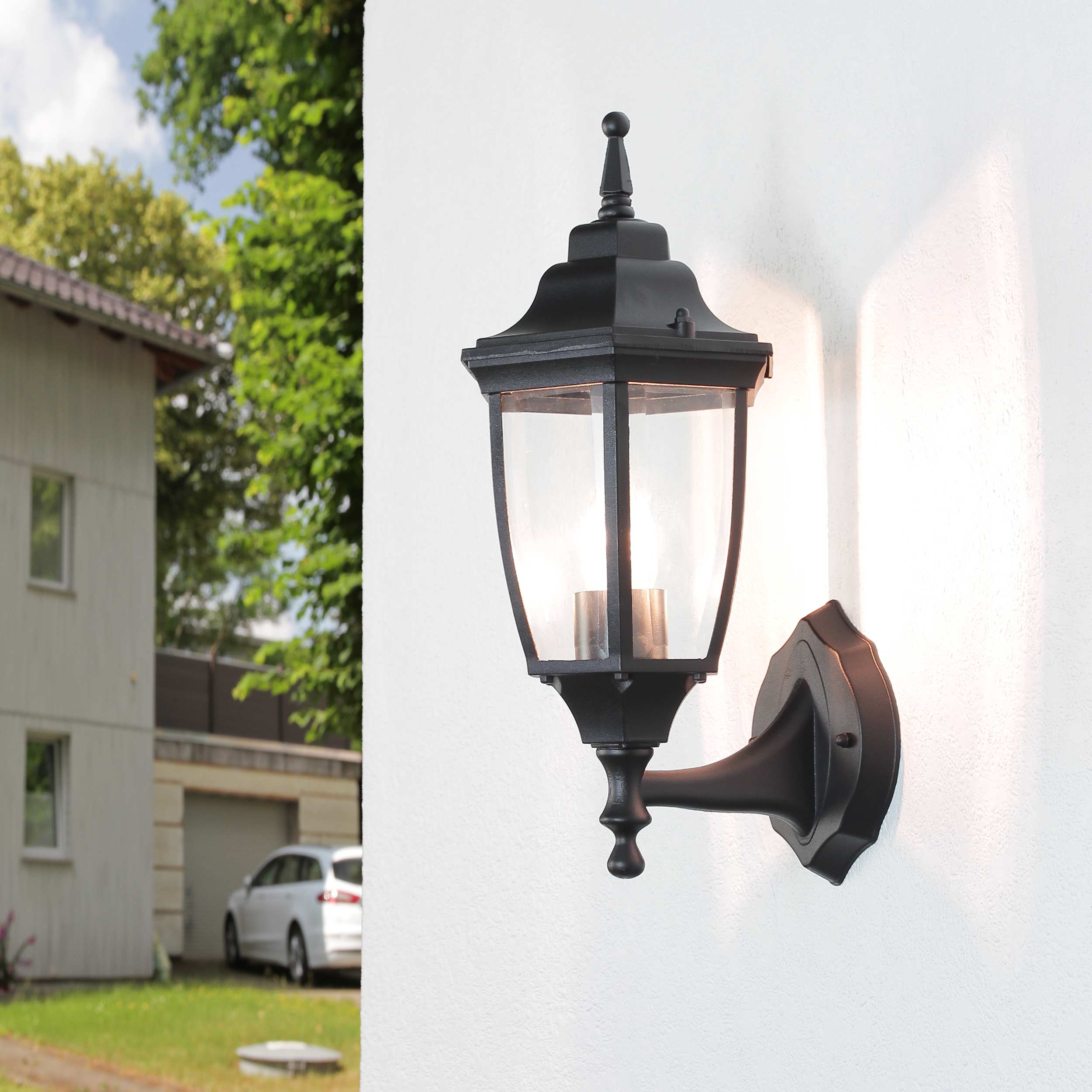 Rustikale Außenlampe LYON Laterne schwarz wetterfest Rustikale Außenlampe LYON Laterne schwarz wetterfest