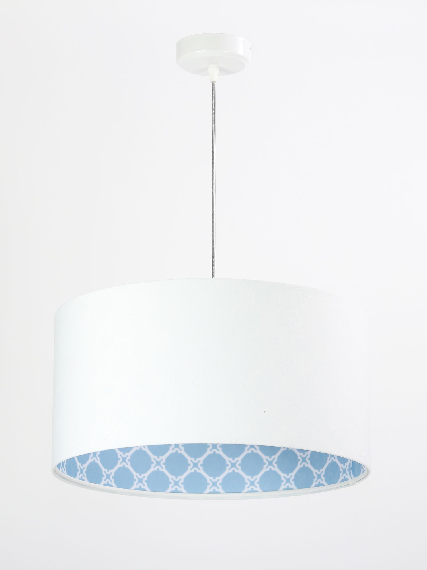 Pendelleuchte KIRA Weiß Blau Stoff Retro Esstisch Pendelleuchte KIRA Weiß Blau Stoff Retro Esstisch