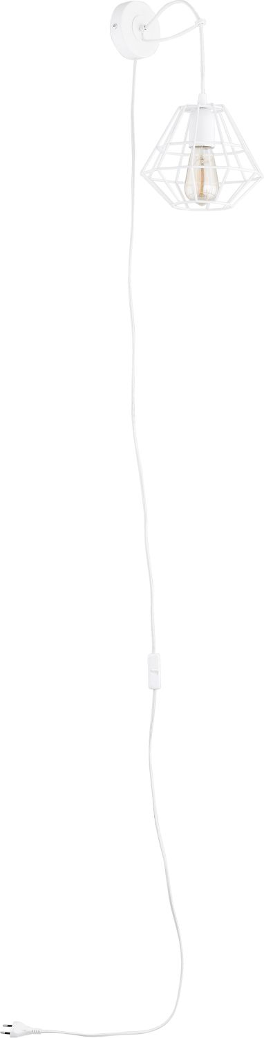 Wandlampe mit Stecker DIAMOND Weiß Draht Schirm Wandlampe mit Stecker DIAMOND Weiß Draht Schirm