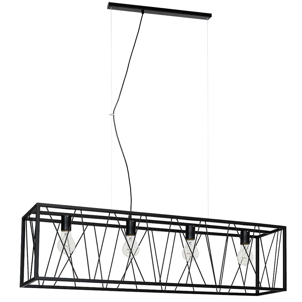Breite Drahtgitter Hängeleuchte FRAME Schwarz 4-flmg Breite Drahtgitter Hängeleuchte FRAME Schwarz 4-flmg