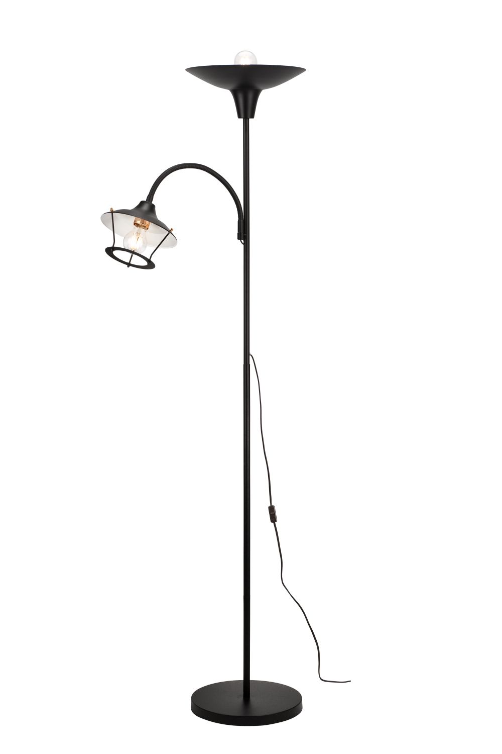 Stehlampe Deckenfluter Lesearm Schwarz 2-flmg Stehlampe Deckenfluter Lesearm Schwarz 2-flmg