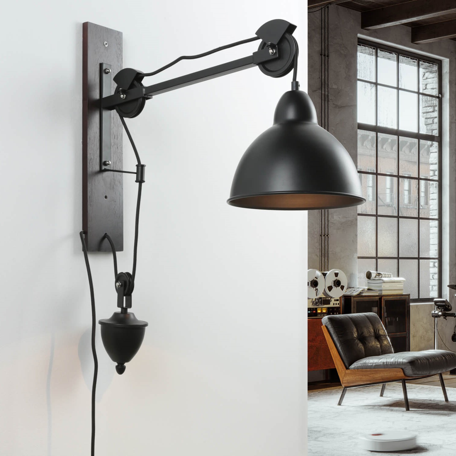 Verstellbare Wandlampe Industrie Design Holz Metall Verstellbare Wandlampe Industrie Design Holz Metall