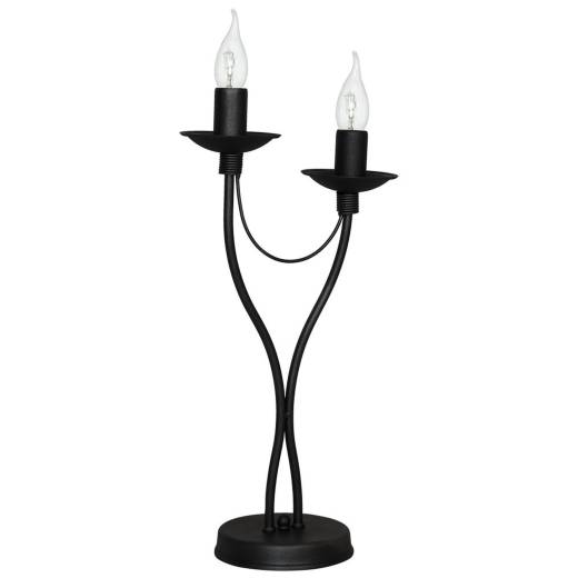 Tischlampe Shabby Schwarz 2-flmg Rustikal Leuchte