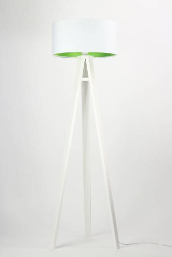 Stehlampe Weiß Grün Holz 140cm Retro Wohnzimmer