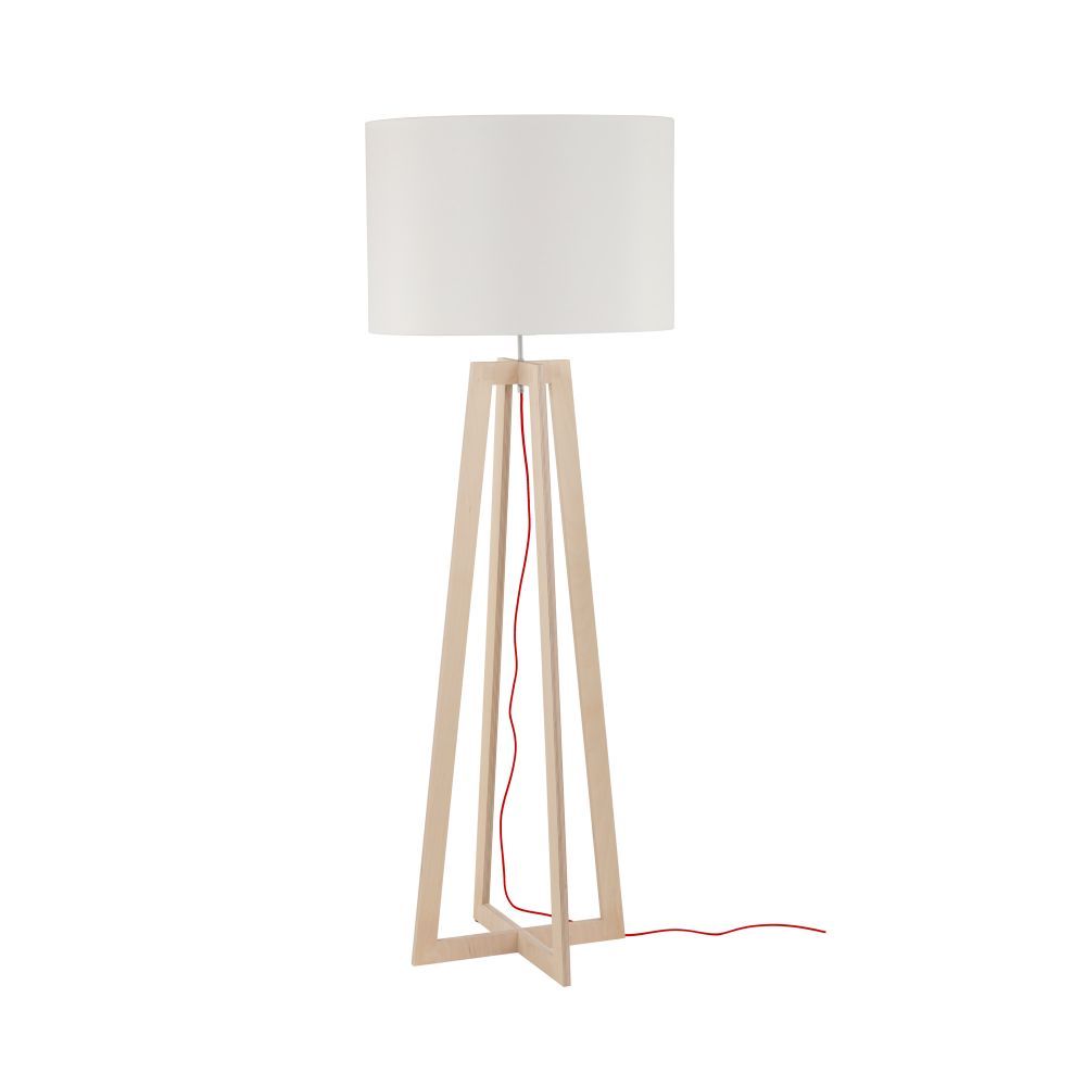 Stehlampe Stoff Holz 167cm Skandinavisch E27 Stehlampe Stoff Holz 167cm Skandinavisch E27