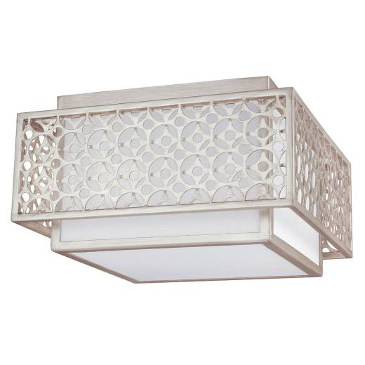 Deckenleuchte BIRO Weiß Silber Leinen Design Lampe