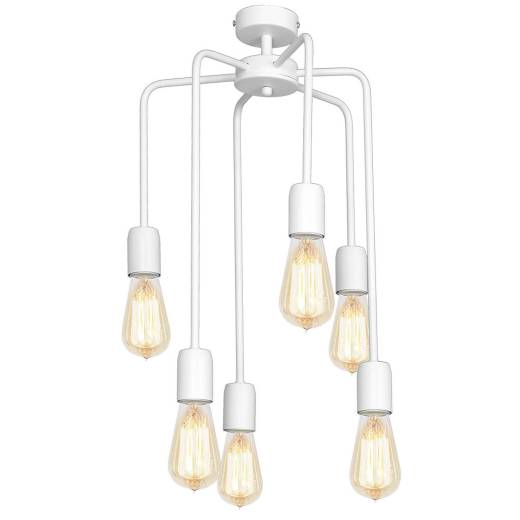 Deckenlampe Wohnzimmer Weiß Retro Metall 6-flmg