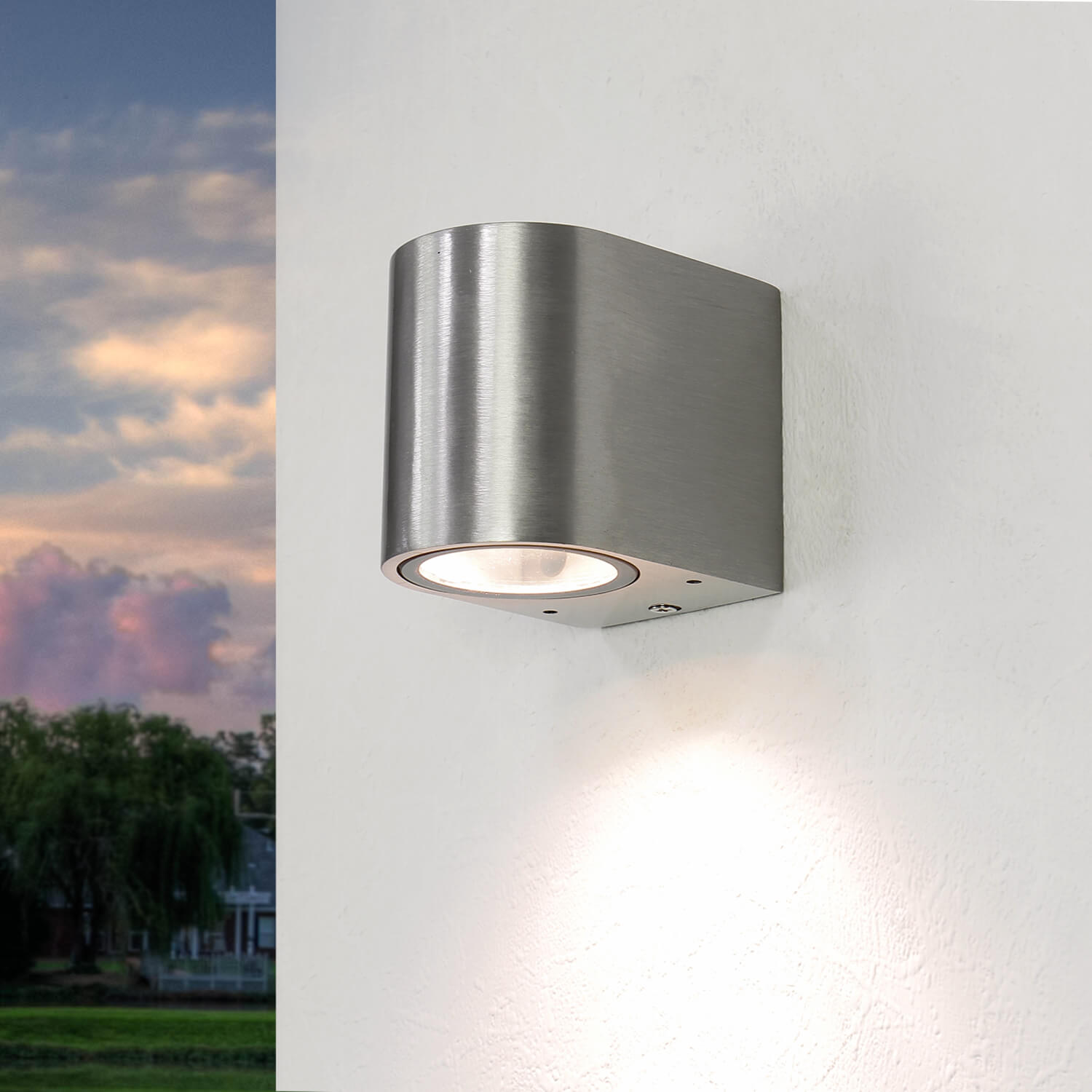 Halbrunde Außenwandlampe Silber Aluminium AALBORG Halbrunde Außenwandlampe Silber Aluminium AALBORG