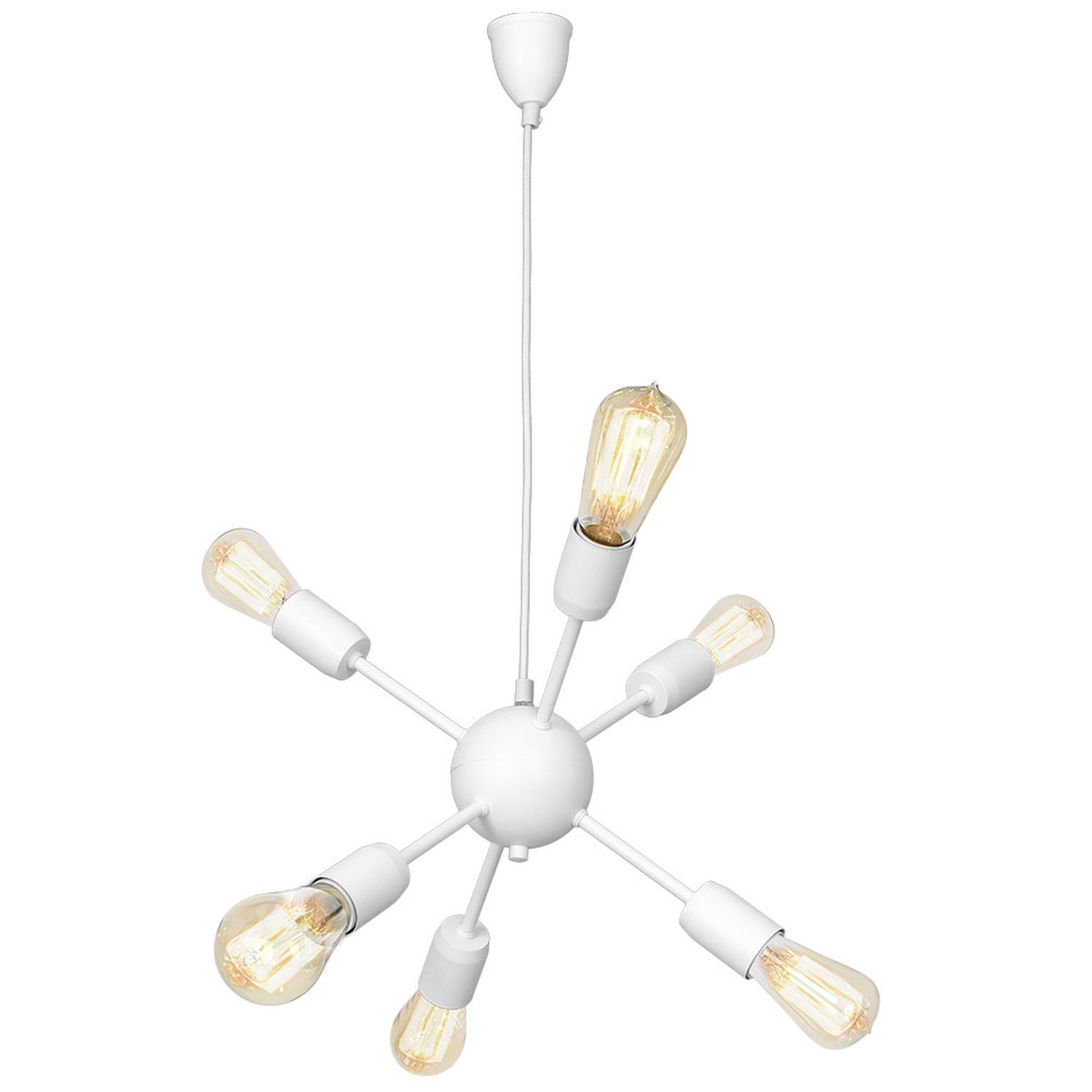 Pendelleuchte HILDUR Retro Wohnzimmerlampe Weiß Pendelleuchte HILDUR Retro Wohnzimmerlampe Weiß