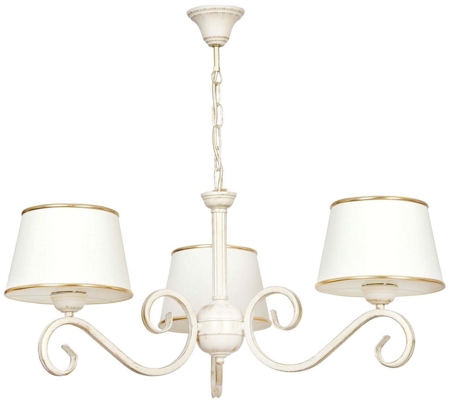 Shabby Kronleuchter mit Schirm Weiß Ø65cm LORE Shabby Kronleuchter mit Schirm Weiß Ø65cm LORE