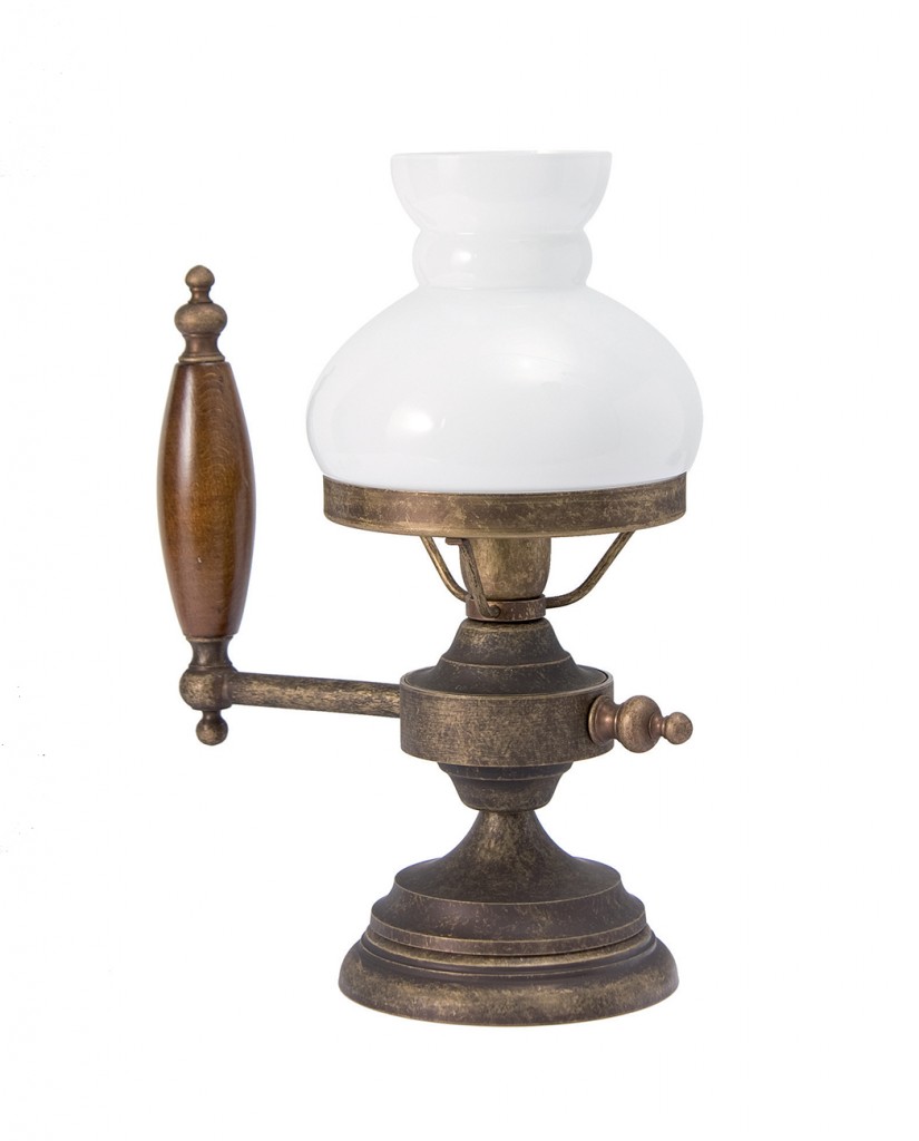 Tischlampe Glasschirm mit Deko-Griff aus Messing Tischlampe Glasschirm mit Deko-Griff aus Messing