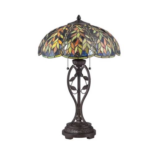 Tiffany Tischlampe Zugschalter Buntglas 65cm hoch