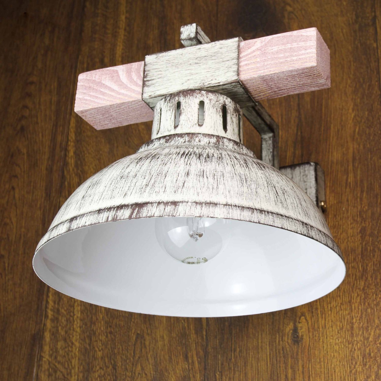 Shabby Chic Wandlampe Weiß HAKON mit Echt Holz Shabby Chic Wandlampe Weiß HAKON mit Echt Holz