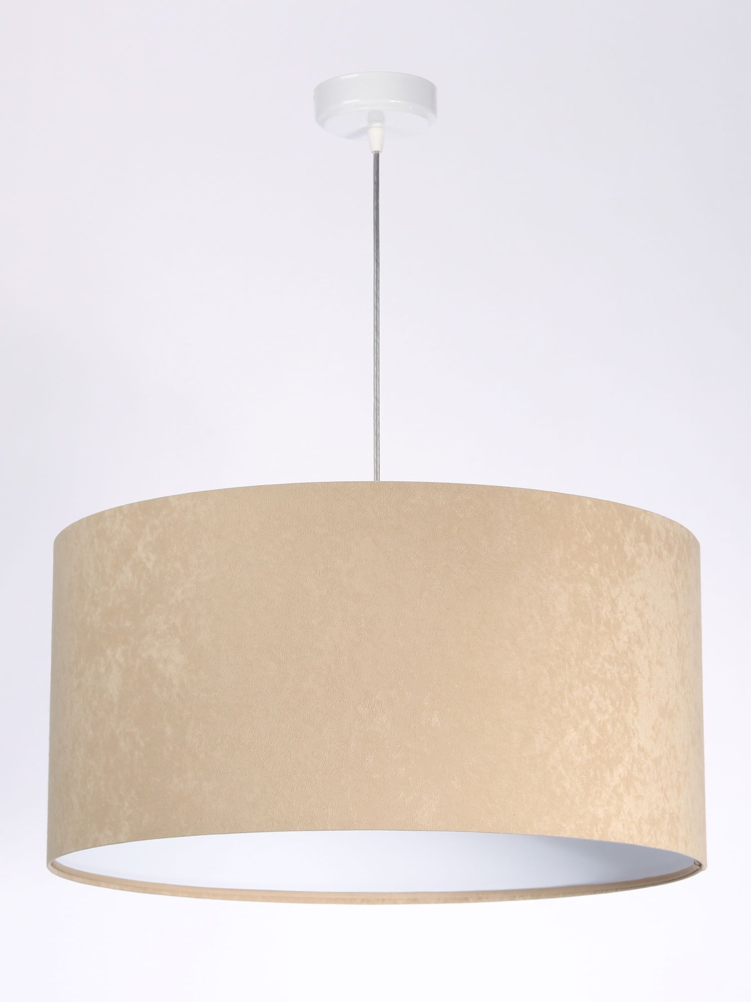 Hängeleuchte KYARA Beige Weiß Retro rund Esstisch Hängeleuchte KYARA Beige Weiß Retro rund Esstisch