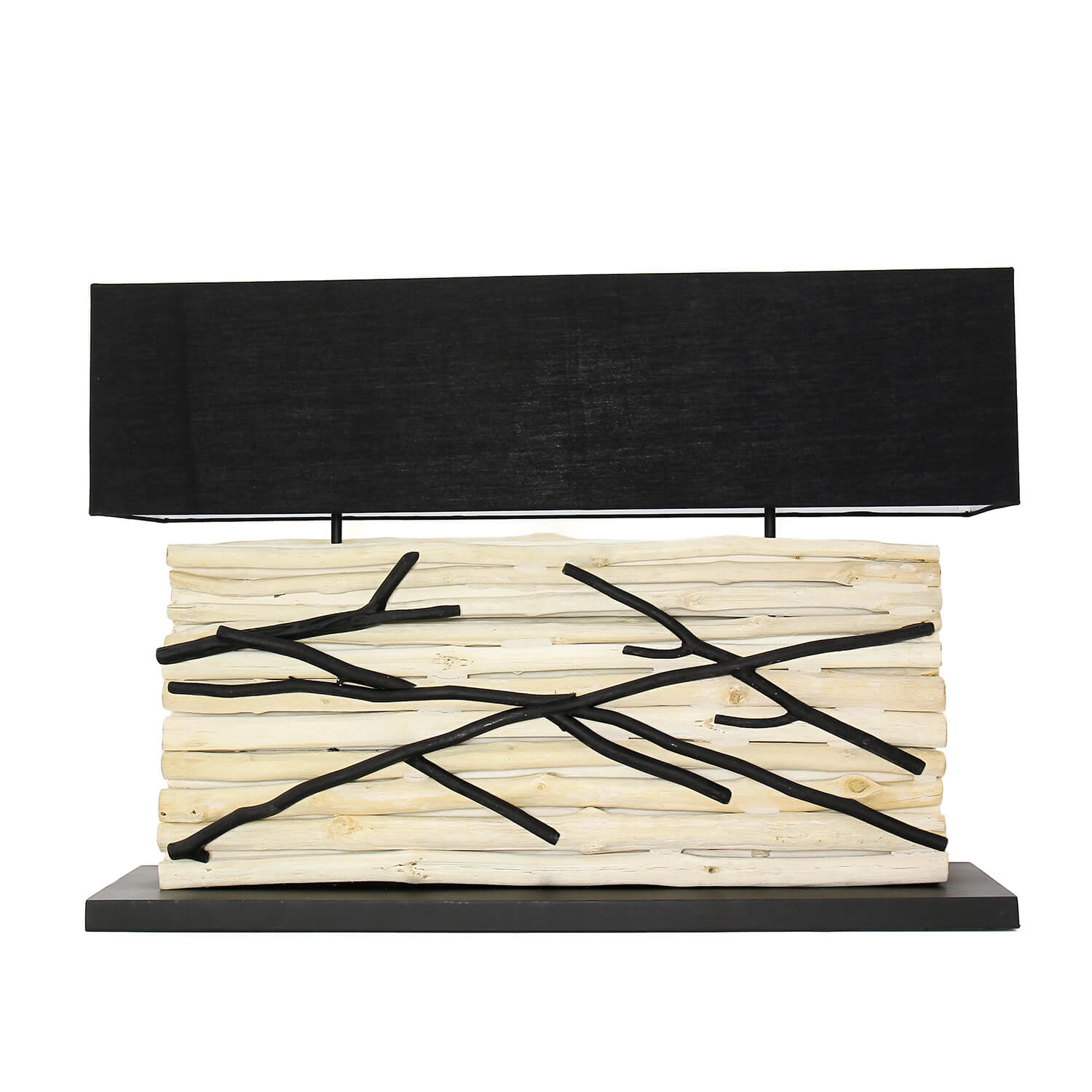 Design Tischlampe Treibholz Stoffschirm 80 cm lang Design Tischlampe Treibholz Stoffschirm 80 cm lang