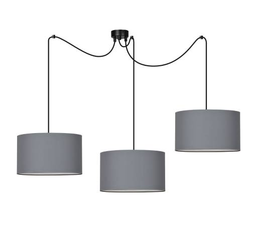 Hängeleuchte Grau Stoff 3-flammig Retro Wohnzimmer