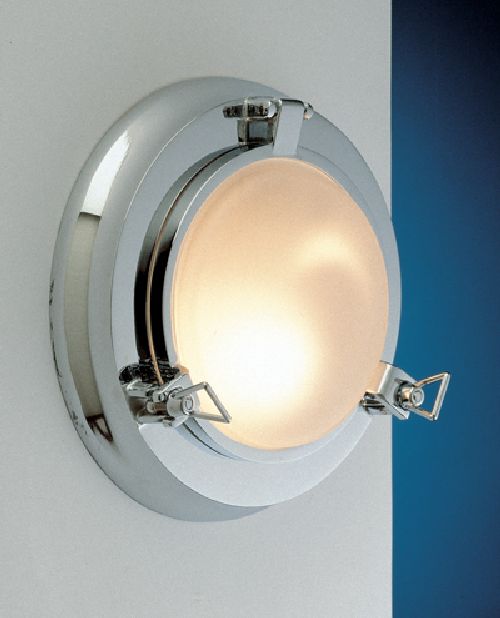 Wandlampe Treppenhaus Bad Chrom Echt-Messing rund Wandlampe Treppenhaus Bad Chrom Echt-Messing rund