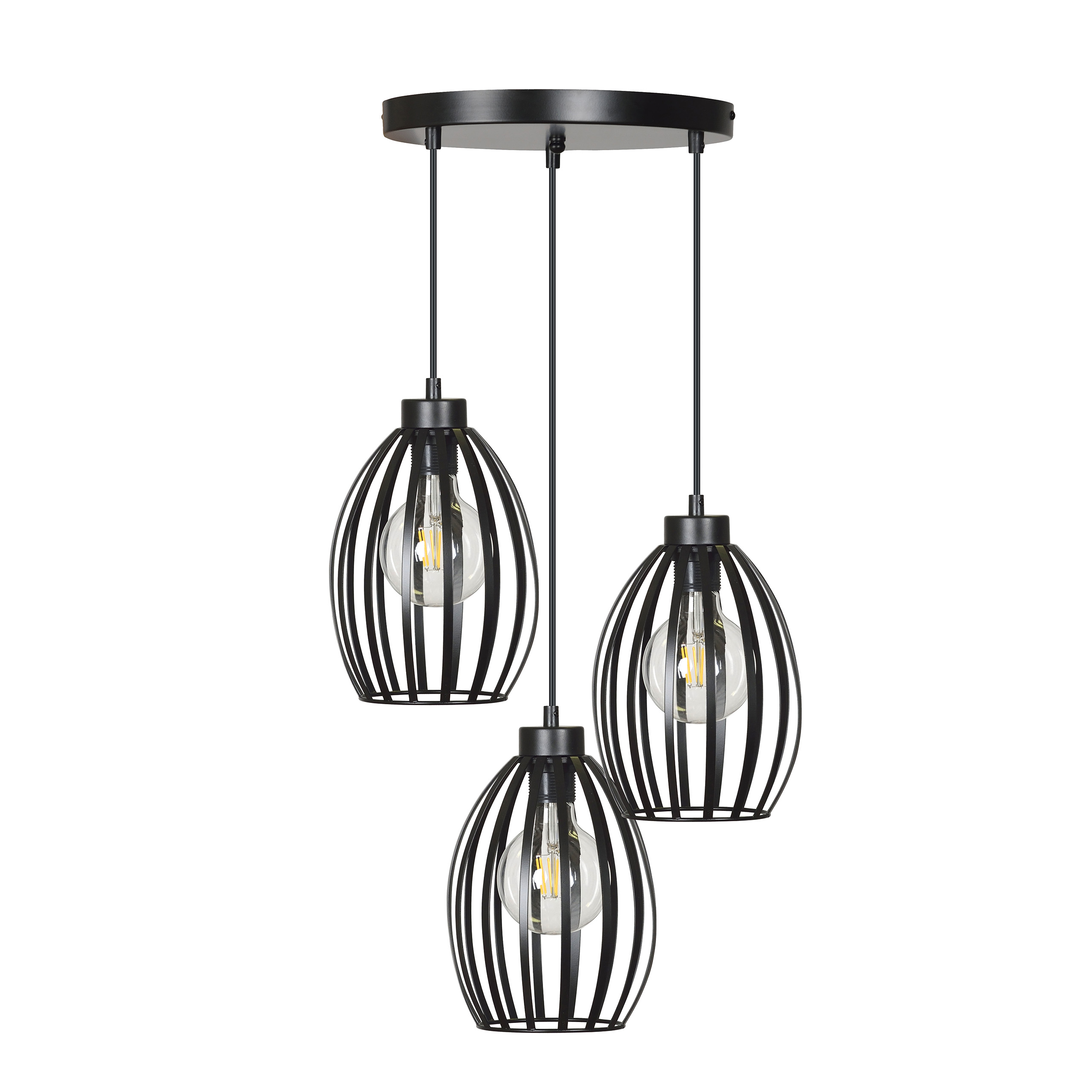Hängelampe Schwarz Metall 3-flammig rund Modern Hängelampe Schwarz Metall 3-flammig rund Modern