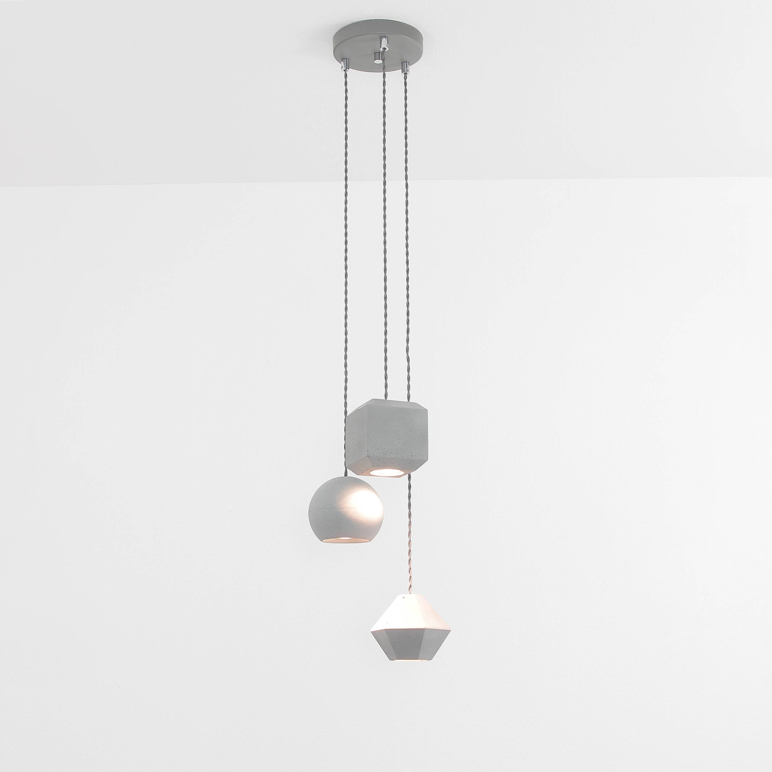 Moderne Hängeleuchte 3-flmg Beton Ø15cm GEOMETRIC Moderne Hängeleuchte 3-flmg Beton Ø15cm GEOMETRIC