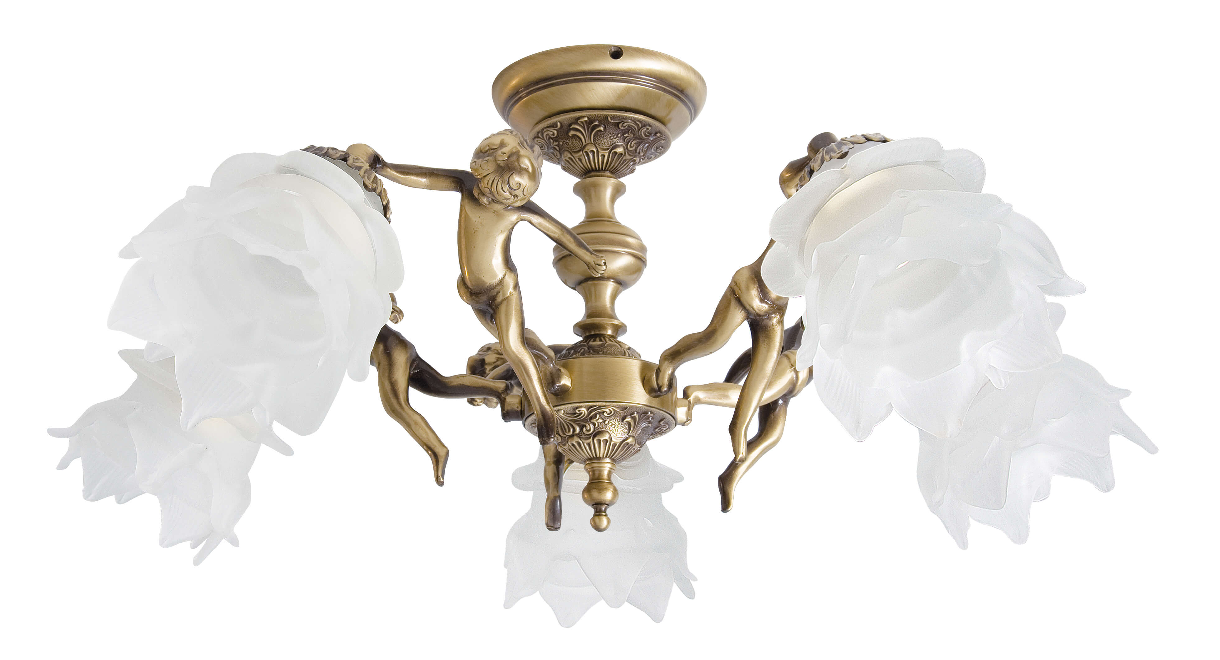 Deckenlampe Messing 5-flmg in Bronze Putti Deckenlampe Messing 5-flmg in Bronze Putti