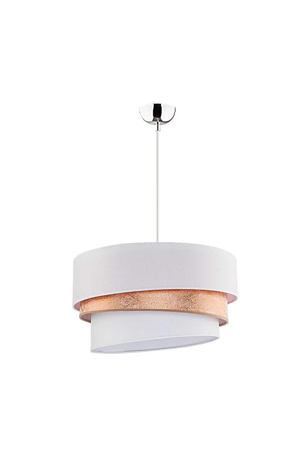 Stylische Pendelleuchte Weiß Gold Stoff Ø45cm Stylische Pendelleuchte Weiß Gold Stoff Ø45cm