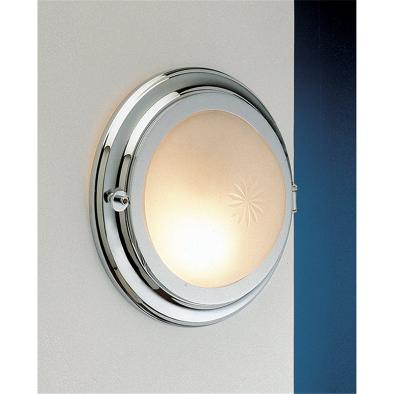 Kleine LED Wandlampe Chrom aus Messing rund Maritim Kleine LED Wandlampe Chrom aus Messing rund Maritim