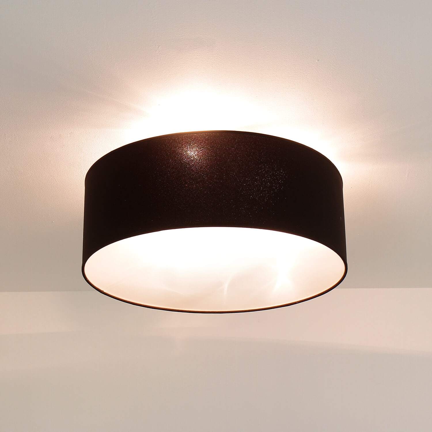 Runde Deckenlampe Stoff Ø50cm Braun blendarm Runde Deckenlampe Stoff Ø50cm Braun blendarm