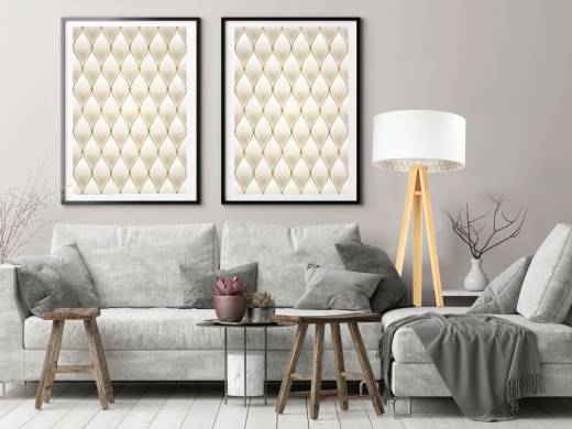 Stehlampe Dreibein Holz Beleuchtung Weiß Beige