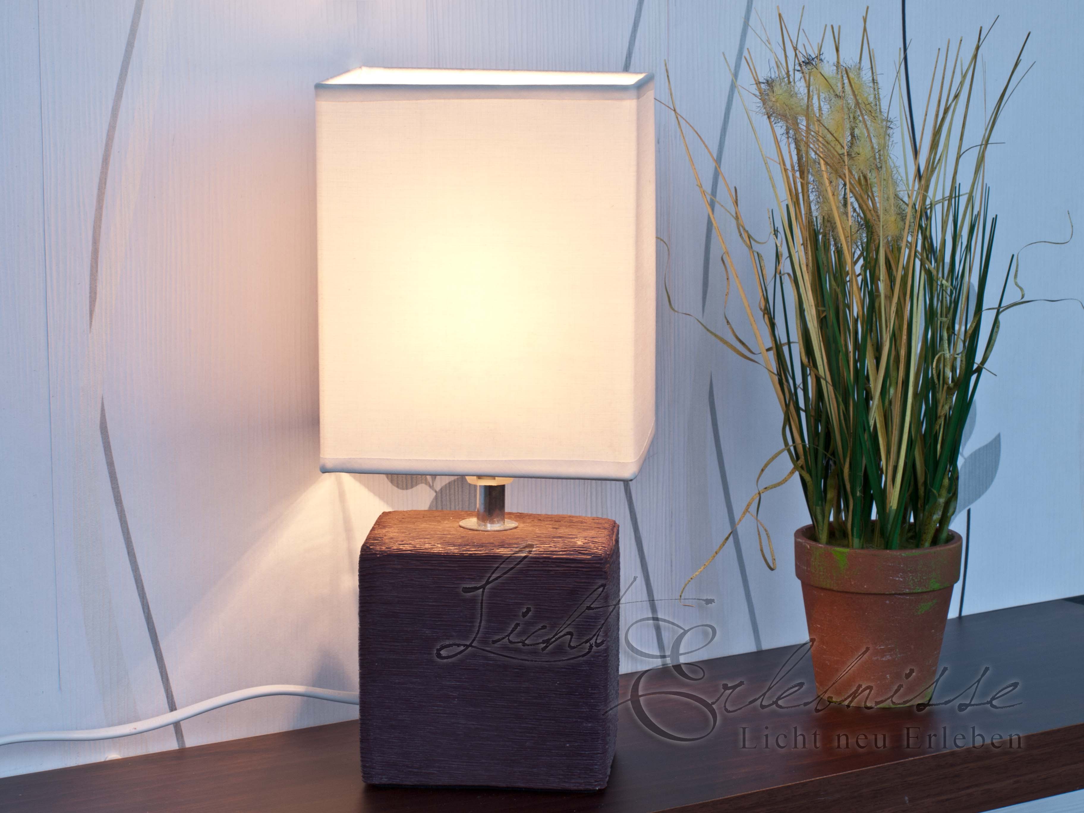 Nachttischleuchte weiß braun E27 H:30cm Keramik Nachttischleuchte weiß braun E27 H:30cm Keramik