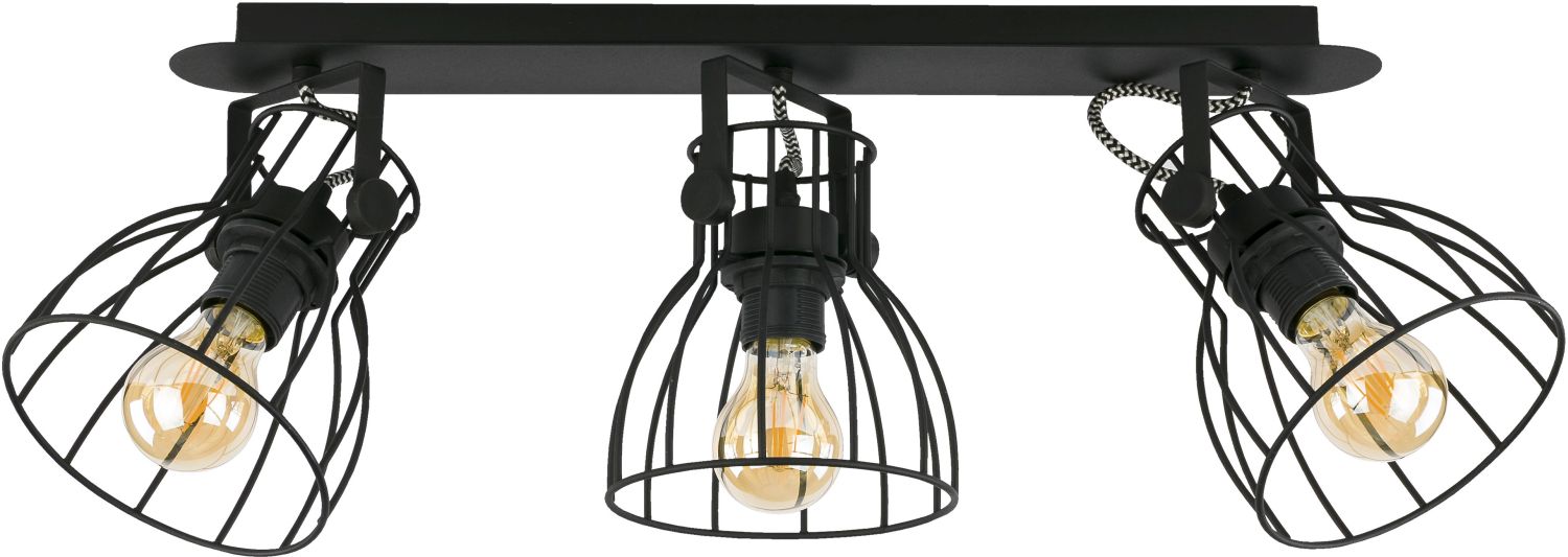 Schwarz Deckenstrahler 3-flmg modern Draht Gestell Schwarz Deckenstrahler 3-flmg modern Draht Gestell
