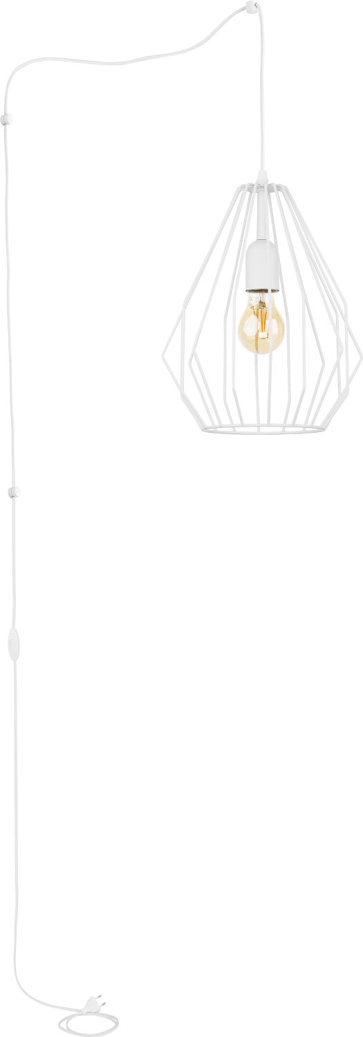 Weiße Hängelampe mit Stecker lang 5,5m mit Schirm Weiße Hängelampe mit Stecker lang 5,5m mit Schirm