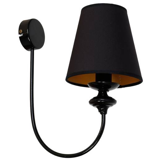 Wandleuchte Stoffschirm Schwarz Lampe Rustikal