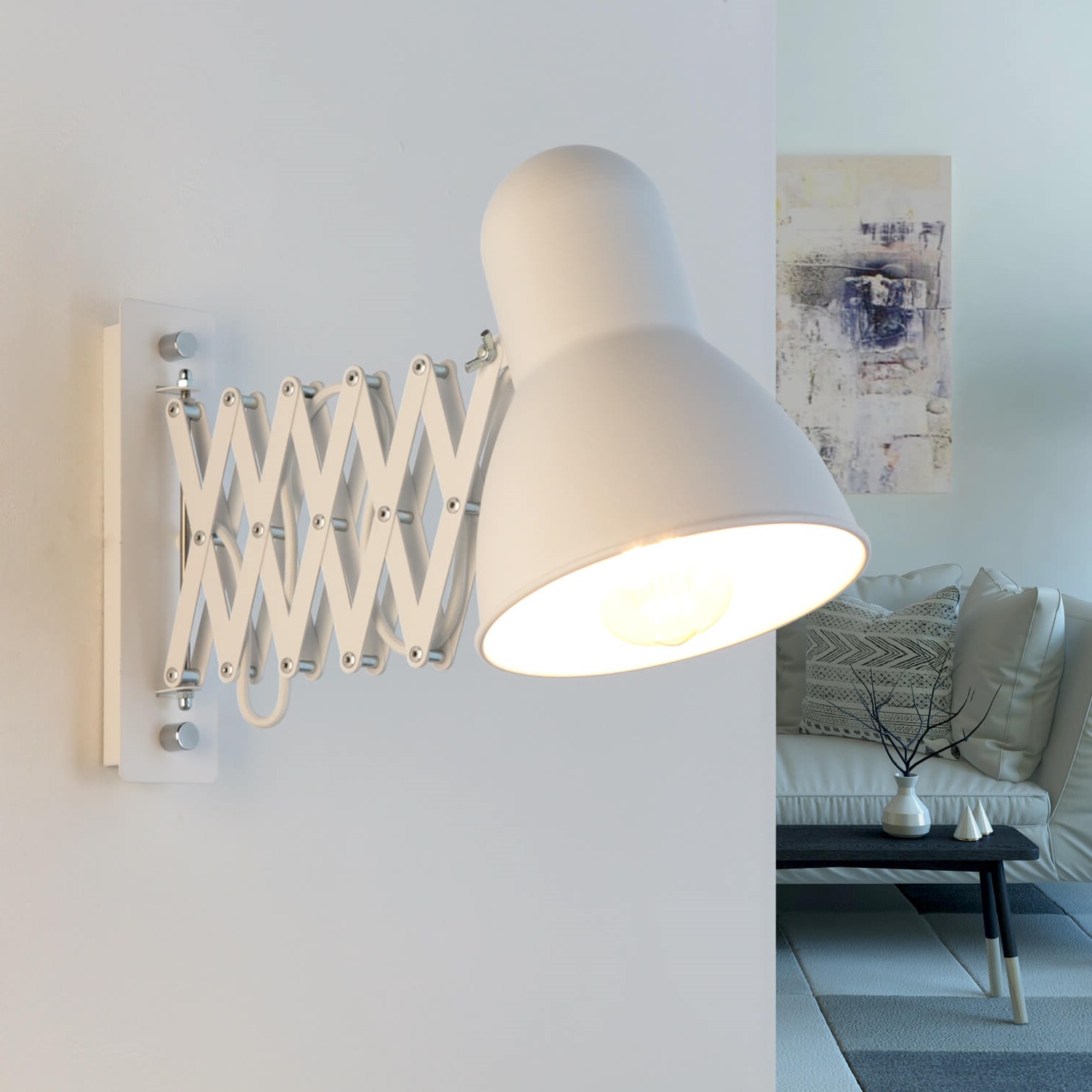 Verstellbare Wandlampe Weiß mit Auszug HARMONY Verstellbare Wandlampe Weiß mit Auszug HARMONY